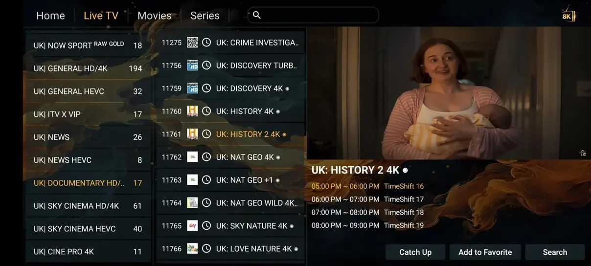 Preview screenshot of the IPTV viewing interface 2
